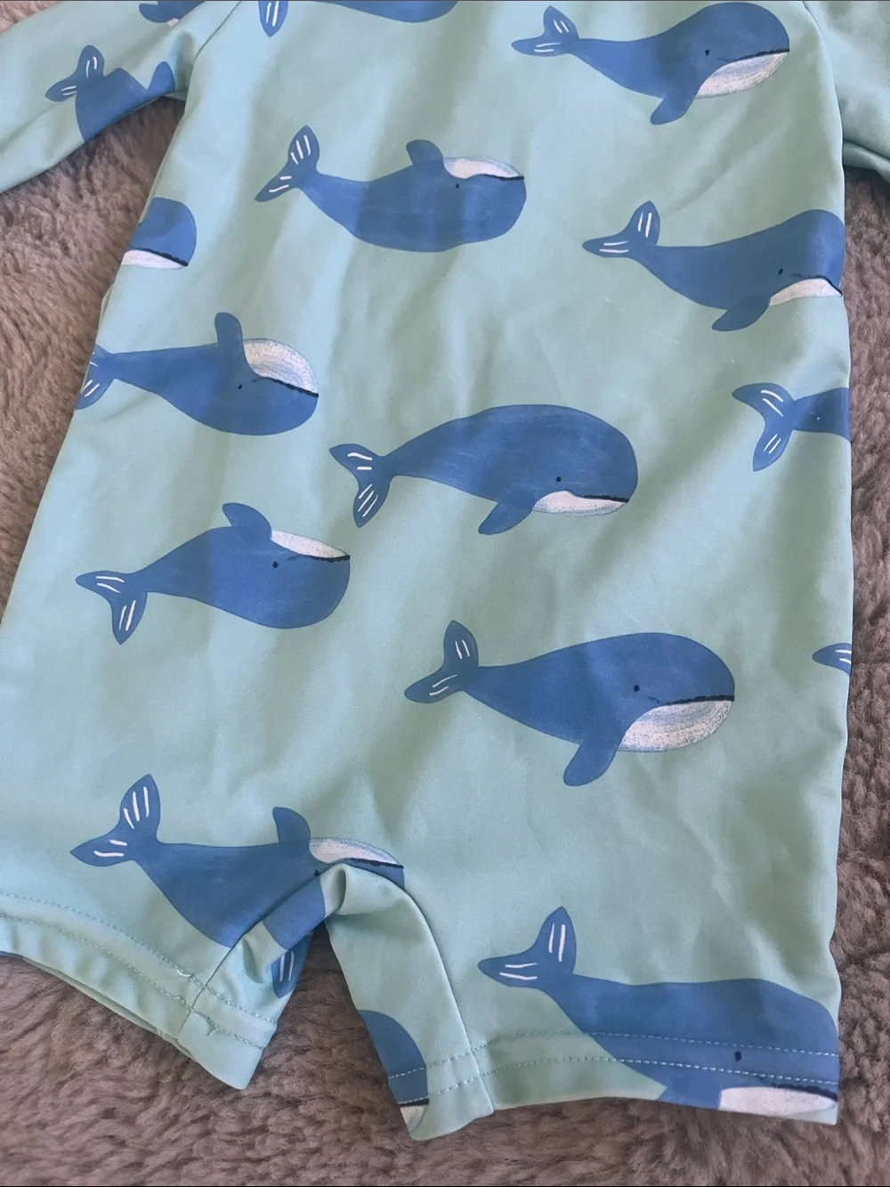 🌈 Carter’s Baby Whale Print Rash Guard One-Piece - Mint & Blue Sz 9M